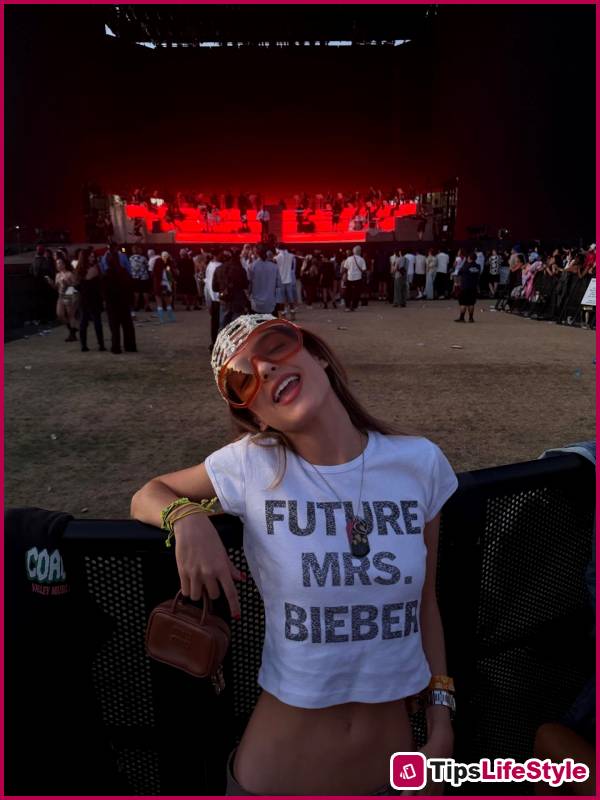 images 1 of Over 50,000 people liked the post of a mysterious girl standing in the middle of Coachella who called herself 'Mrs. Bieber'.