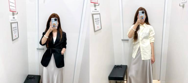 White satin skirts are trending in 2026: The minimalist black and white combination is still powerful enough to elevate your style.