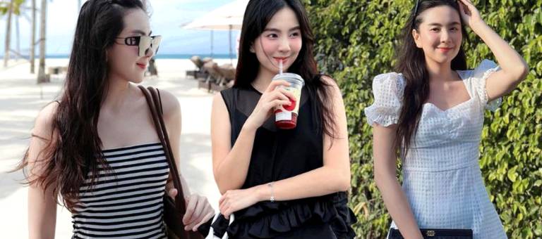 Mai Ngoc is truly a master at wearing black and white outfits, skillfully mixing and matching each one.