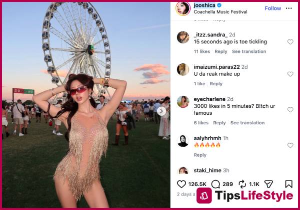 images 1 of Coachella girl causes a sensation with her gorgeous outfit and stunning makeup that's impossible to ignore.