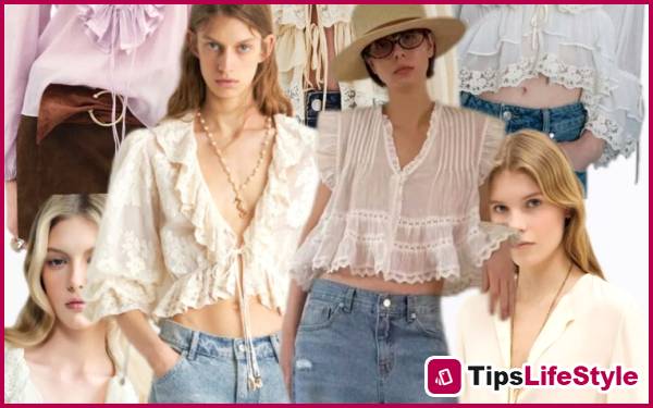 images 1 of Not labeled as 'girly': Ruffled lace blouses for summer 2026 are being worn in a more sophisticated and stylish way than ever before.