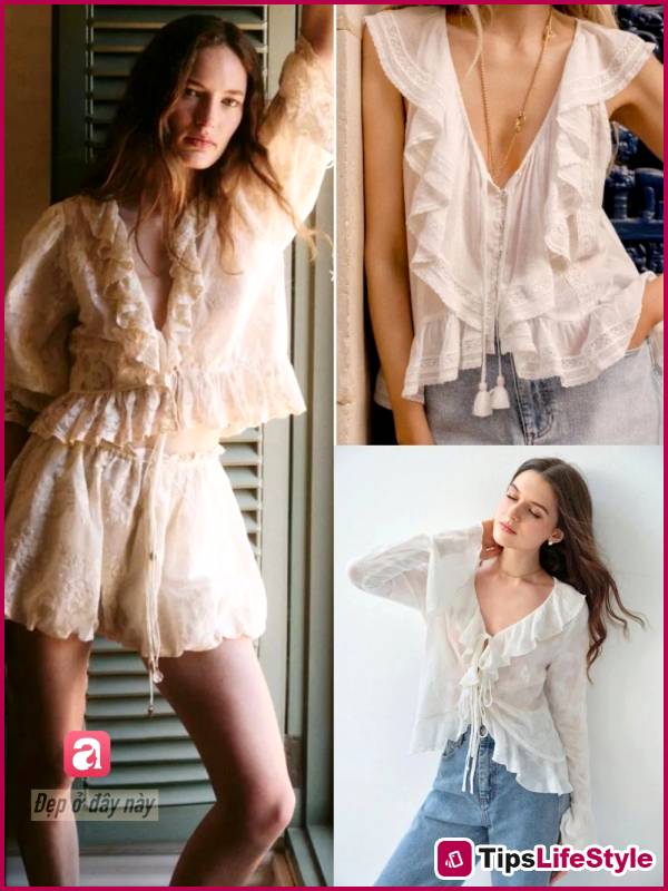 images 3 of Not labeled as 'girly': Ruffled lace blouses for summer 2026 are being worn in a more sophisticated and stylish way than ever before.