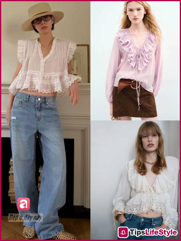images 5 of Not labeled as 'girly': Ruffled lace blouses for summer 2026 are being worn in a more sophisticated and stylish way than ever before.