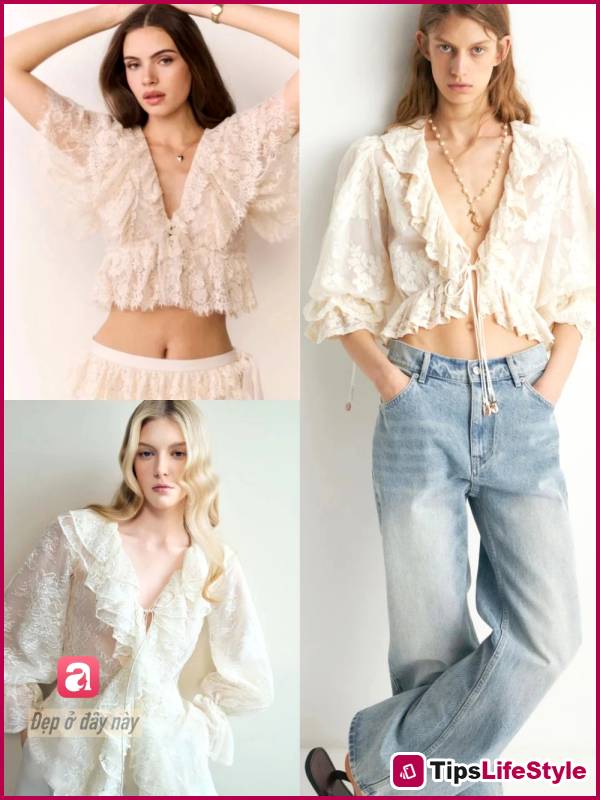 images 6 of Not labeled as 'girly': Ruffled lace blouses for summer 2026 are being worn in a more sophisticated and stylish way than ever before.