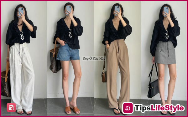 images 1 of Look stylish all week with just one black blouse: Perfect for work or a casual stroll.