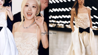 Rosé looks more beautiful than the brand's models, like a princess in the brand-new, high-end jewelry.