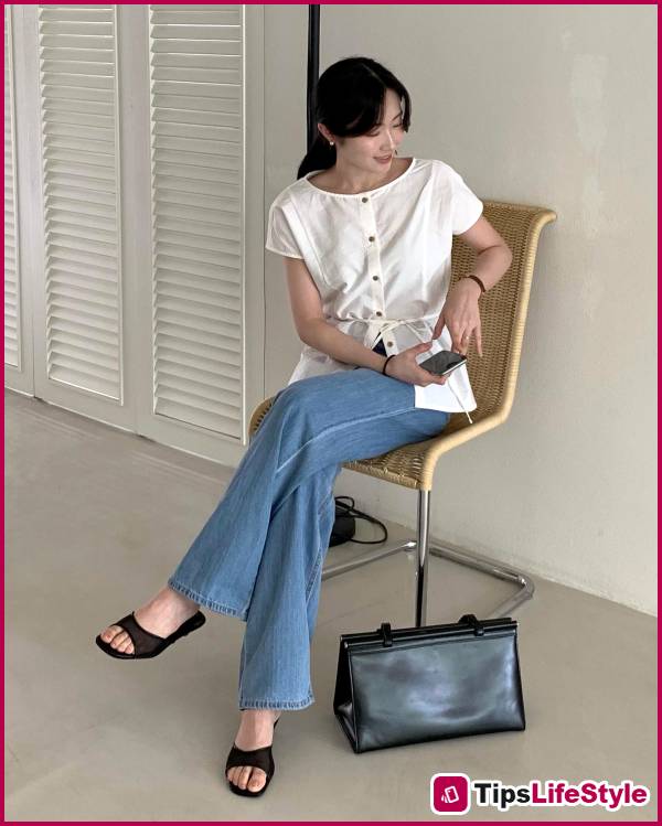 images 3 of 5 types of trousers that go perfectly with a white shirt; wearing the whole combo always looks great.