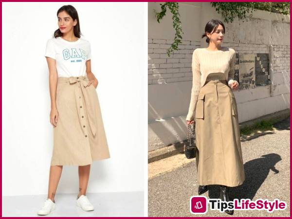images 3 of 5 ways to style a minimalist skirt that still make you stand out, suitable for both the office and casual outings.