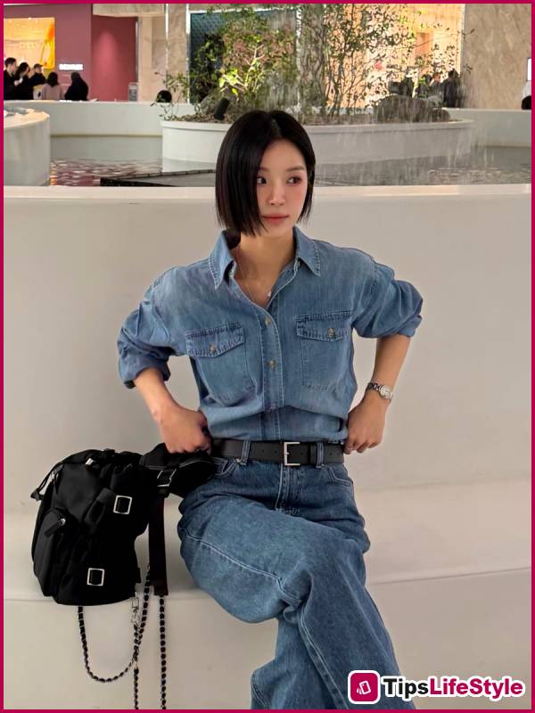 images 1 of 4 ways to style a shirt and wide-leg pants to keep your look fresh and elegant.
