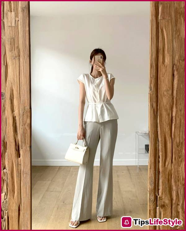 images 2 of 4 ways to style a shirt and wide-leg pants to keep your look fresh and elegant.