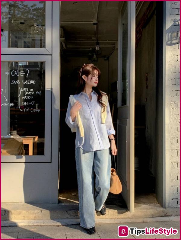 images 4 of 4 ways to style a shirt and wide-leg pants to keep your look fresh and elegant.