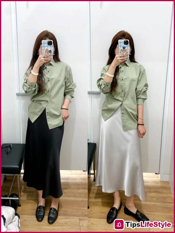 images 7 of 7 ways to style a silk skirt that are both elegant and flattering for the office.