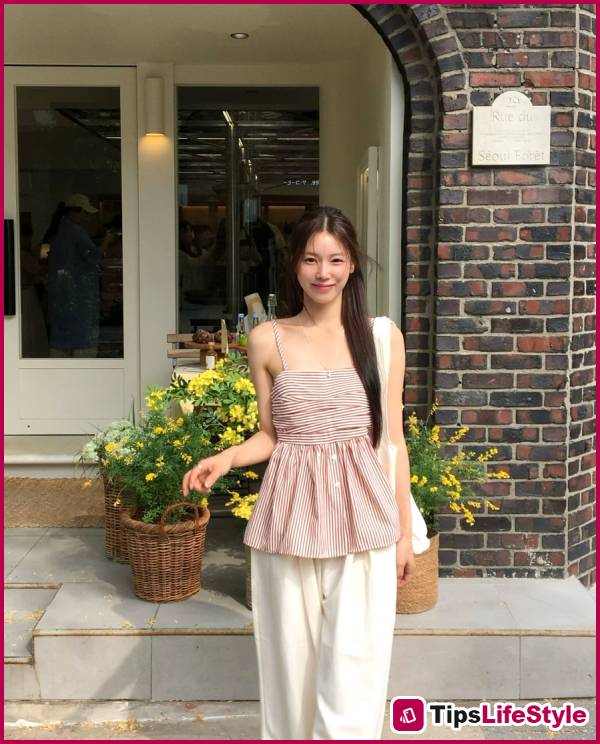 images 2 of 5 ways to style white and beige pants to make your summer look more attractive.