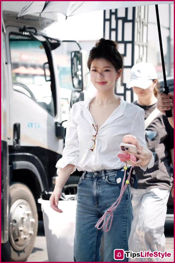 images 3 of Zhao Lusi isn't tall, but she looks beautiful in anything she wears; even basic shirts are selling out fast because of her.